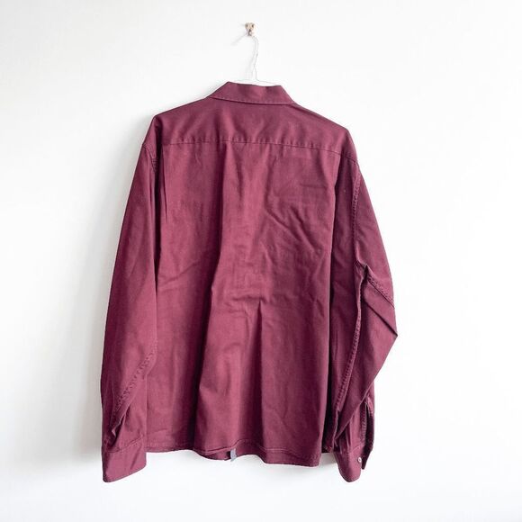 Wrangler Mens Button Down Shirt Western Cotton Long Sleeve Burgundy 3XL - Picture 2 of 7